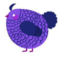 A blurple and navy chicken with a lace pattern