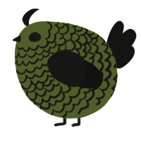 A olive and black chicken with a lace pattern