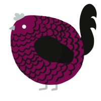 A wine and black chicken with a lace pattern