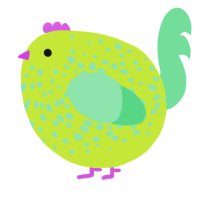 A lime and spring chicken with a speckle pattern