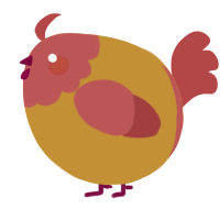 A gold and red chicken with a head pattern
