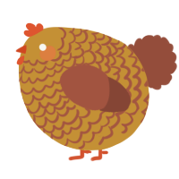 A gold and russet chicken with a lace pattern