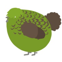 A chartreuse and bark chicken with a half-lace pattern