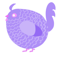 A lilac chicken with a lace pattern
