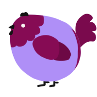 A lilac and wine chicken with a head pattern
