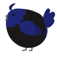 A sable and navy chicken with a head pattern