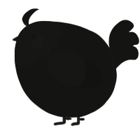 A black chicken with a head pattern