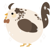A cream and bark chicken with a neck-speckle pattern