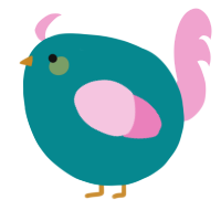 A teal and pink chicken