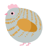 A silver and orange chicken with a bar pattern