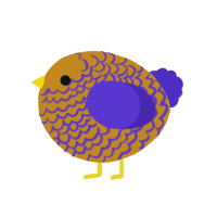 A ochre and indigo chicken with a lace pattern