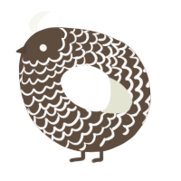 A bark and white chicken with a lace pattern