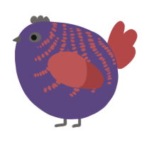 A overcast and red chicken with a half-bar pattern