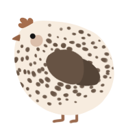 A cream and bark chicken with a speckle pattern