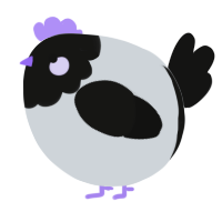 A mist and black chicken with a head pattern