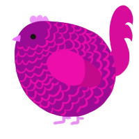 A plum and fuchsia chicken with a lace pattern