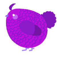 A amethyst and violet chicken with a lace pattern