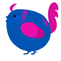 A ultramarine and fuchsia chicken with a neck-band pattern