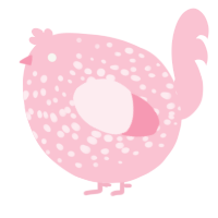 A rose chicken with a speckle pattern
