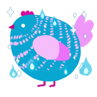 A cerulean and lavender chicken with a bar pattern
