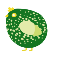 A leaf and lemon chicken with a speckle pattern