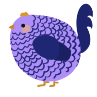 A lilac and navy chicken with a lace pattern