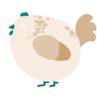 A cream and beige chicken with a neck-speckle pattern