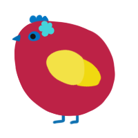 A crimson and yellow chicken