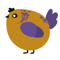 A ochre and overcast chicken with a neck-speckle pattern