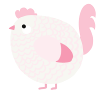 A white and rose chicken with a lace pattern