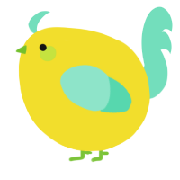 A yellow and mint chicken