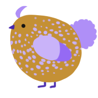 A gold and lilac chicken with a speckle pattern
