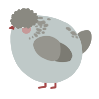 A silver and ash chicken with a neck-speckle pattern