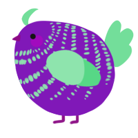 A violet and spring chicken with a bar pattern