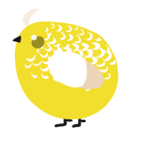 A yellow and cream chicken with a half-lace pattern