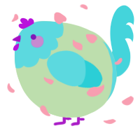 A gluppy and aqua chicken with a head pattern