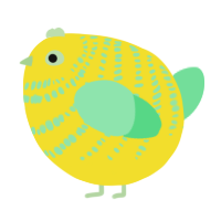 A yellow and spring chicken with a bar pattern