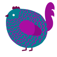 A sea and plum chicken with a lace pattern