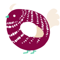 A maroon and cream chicken with a bar pattern