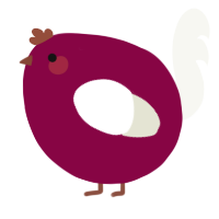 A maroon and white chicken