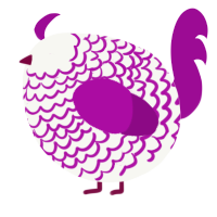 A white and plum chicken with a lace pattern