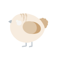 A cream and beige chicken with a neck-band pattern
