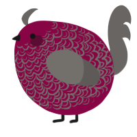 A maroon and grey chicken with a double-lace pattern