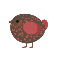 A bark and red chicken with a speckle pattern