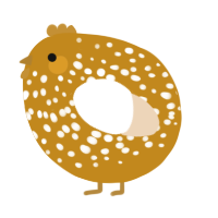 A ochre and cream chicken with a speckle pattern