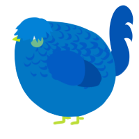 A sapphire and ultramarine chicken with a half-lace pattern