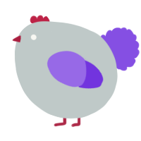 A silver and blurple chicken