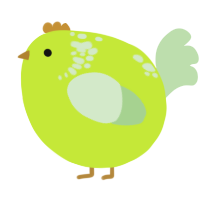 A lime and gluppy chicken with a neck-speckle pattern