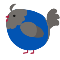 A ultramarine and grey chicken with a head pattern