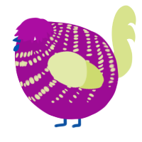 A plum and lemon chicken with a bar pattern